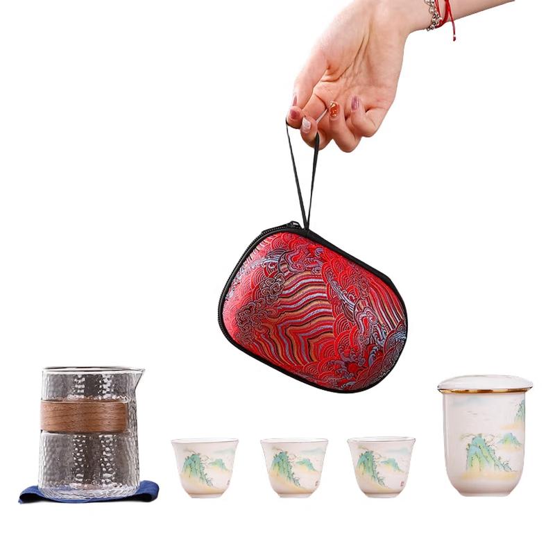 Zen White Porcelain Portable Tea Set