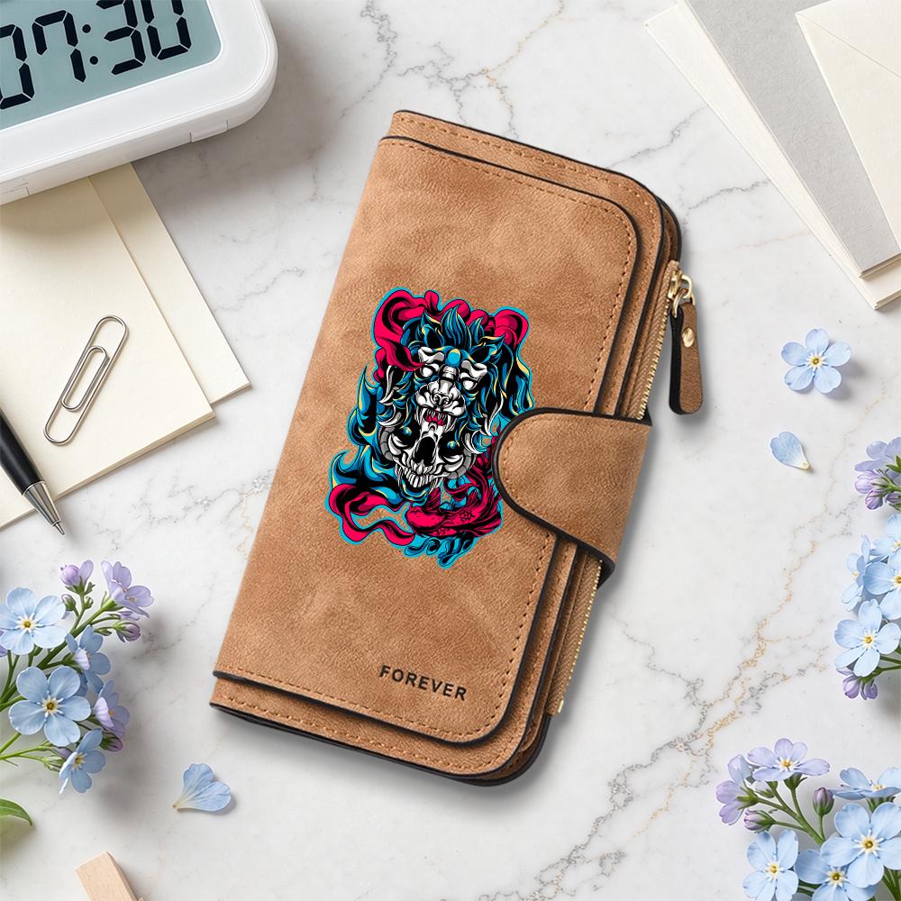 Stylish Pattern Long Wallet Forever Printed Purse Portable Daily Use Card Holder Fashion Casual Zipper Purse