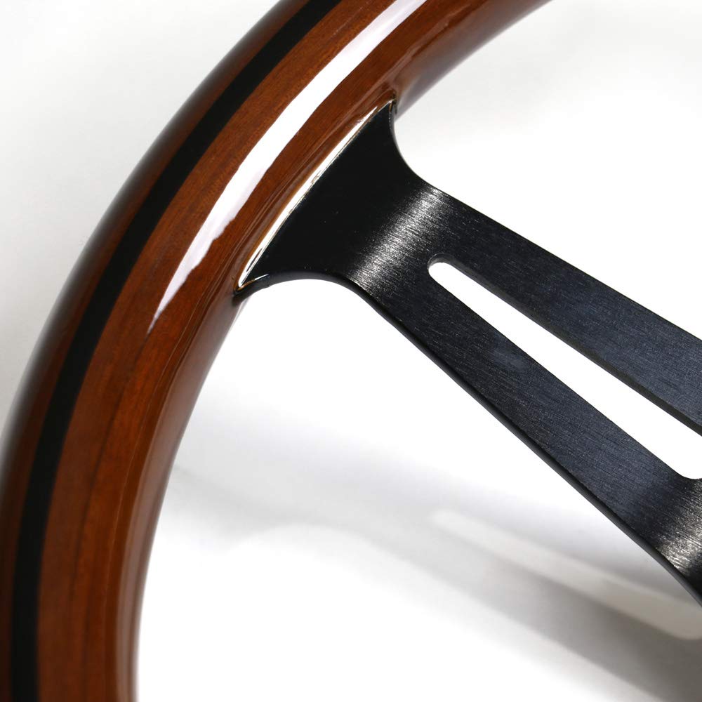 Classic wood steering wheel with black spokes N35WB