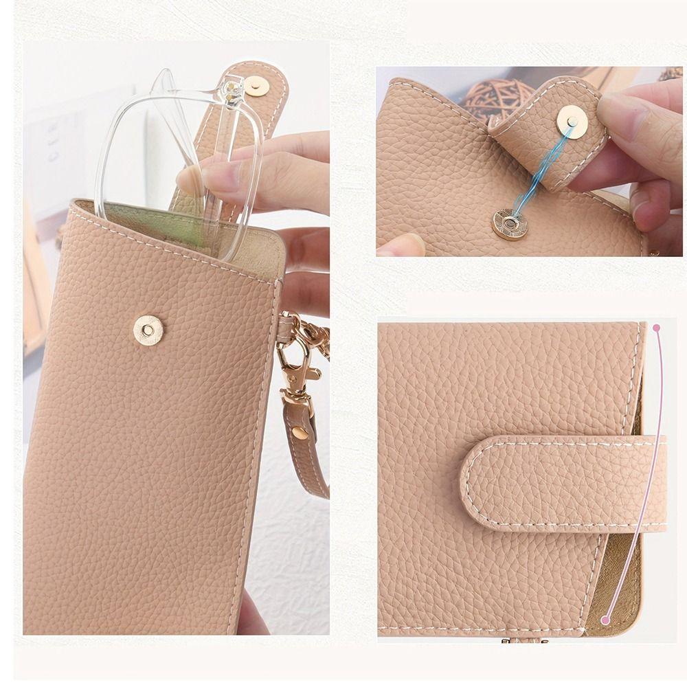 with Lanyard Sunglasses Storage Bag PU Leather SunGlasses Holder  Eyewear Accessories