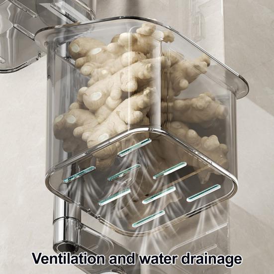 Suction Cup Storage Rack with Drainage Holes Large Capacity Rotating