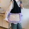 College Style Transparent Pocket Itabag Clear Crossbody Bag Badge Display Shoulder Bag  Ladies