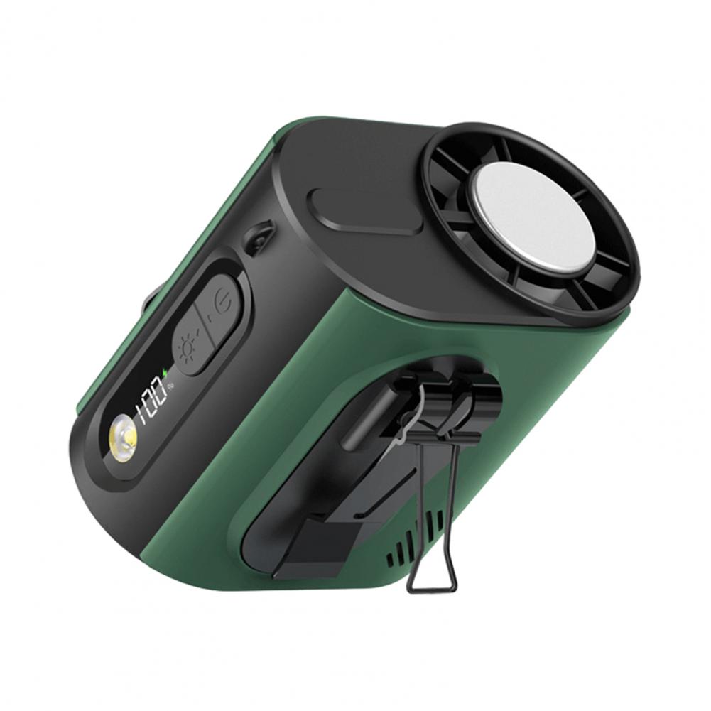 Portable Clip Fan with LED Light Wearable Waist Fan Adjustable Wind Speed Cooling Fan for Outdoor Camping Office