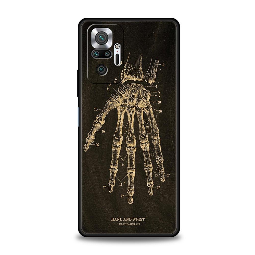 Anatomy Skeleton Chalkboard Body Heart Phone Case For Xiaomi Redmi Note 14 13 5G 10 11 12 Pro Plus 4G 14C 13C 12C 10C Cover