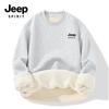 JEEP SPIRIT Men's American Retro Fleece-Lined Crewneck Sweatshirt