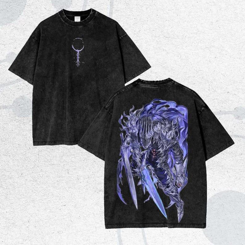 Vintage Dark Fantasy Game Graphic Washed Shirt S разноцветный