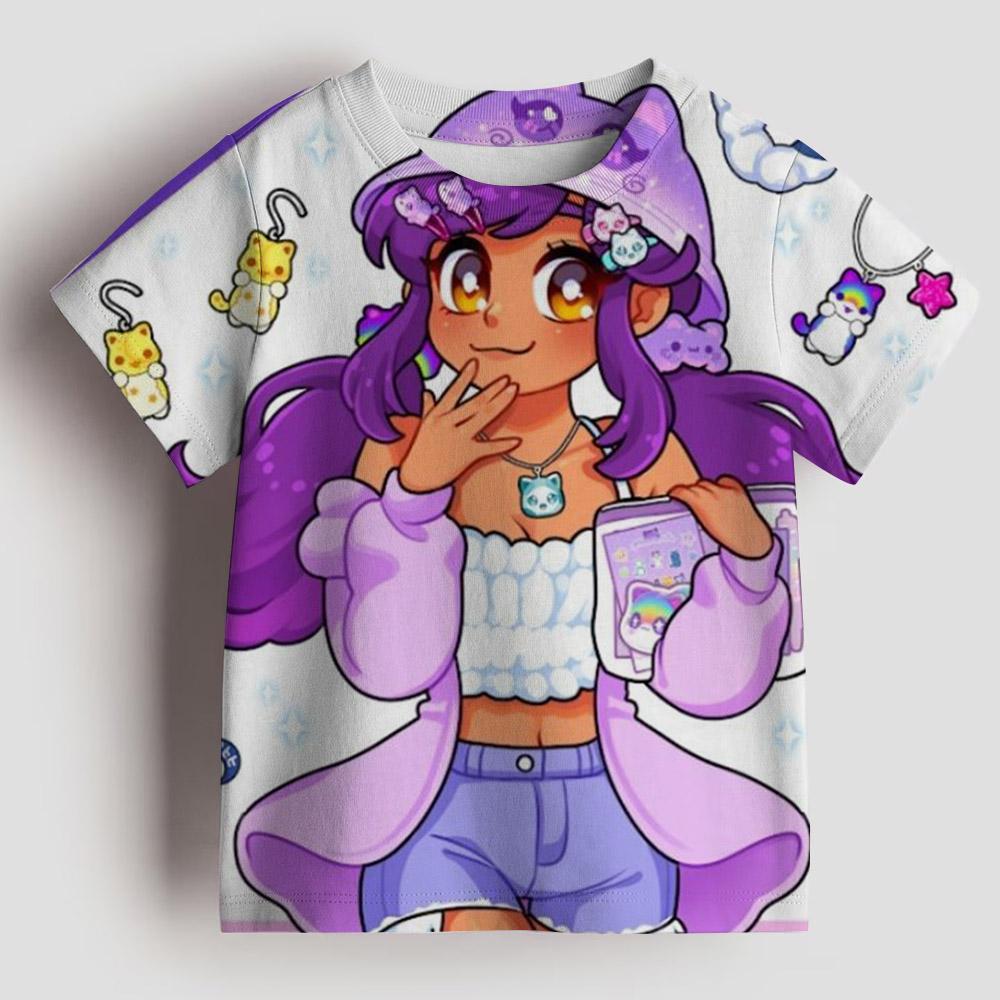 

Summer Children s Aphmau Top, Girls Korean Style Shirt, Children s Short Sleeved T-shirt, Casual, Comfortable and Versatile 100