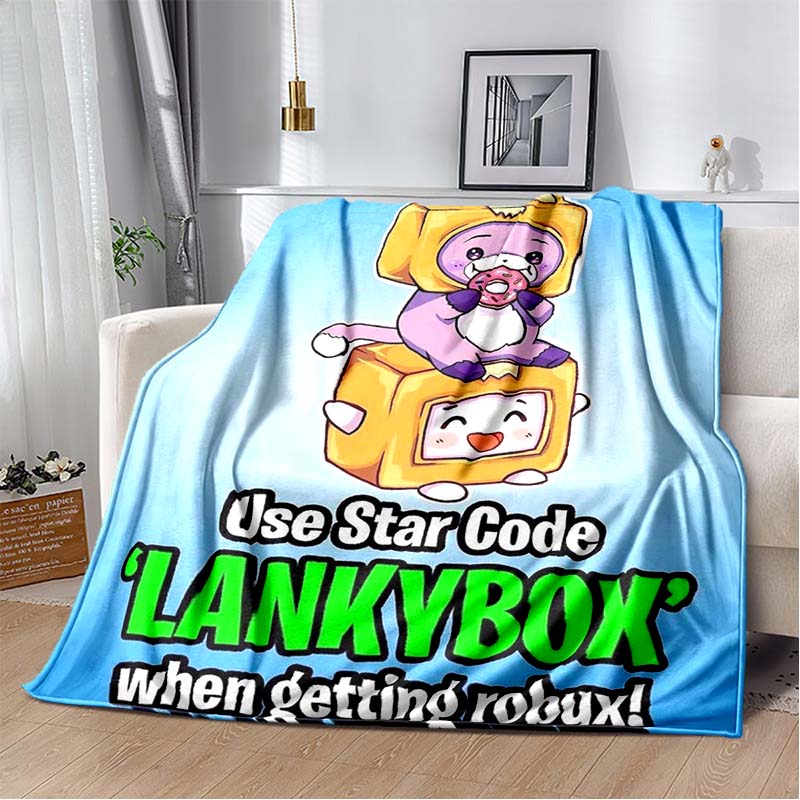 Happy Rocky And Foxy i Boxy Lankybox miękki pluszowy koc, flanelowy koc rzut koc do salonu sypialnia kanapa z funkcją spania piknik