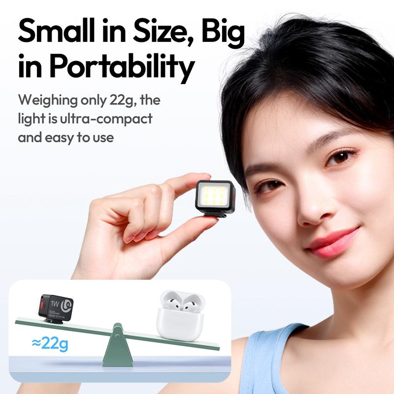 Ulanzi DG01 Mini Cube Light Magnetic LED Light 5600K Quick Release Cold Shoe Mount for Tripod Action Camera Selfie Vlog Video