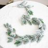 Artificial Christmas Flocked Cedar Garland, Christmas Rattan Decorations, Staircase, Fireplace, Wall and Door Decorations