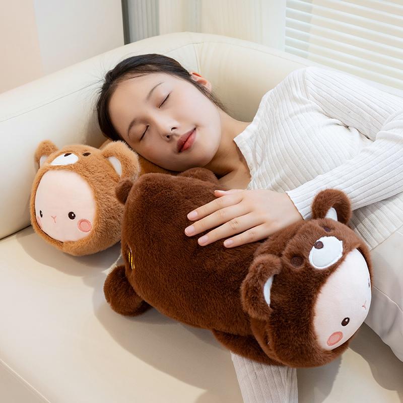 Kawaii Bear Plush Toys Cozy Lying Prone Bear Pillow Wam Soft Sleeping Pillow Cartoon Baby Home Decor Children Birthday Gift