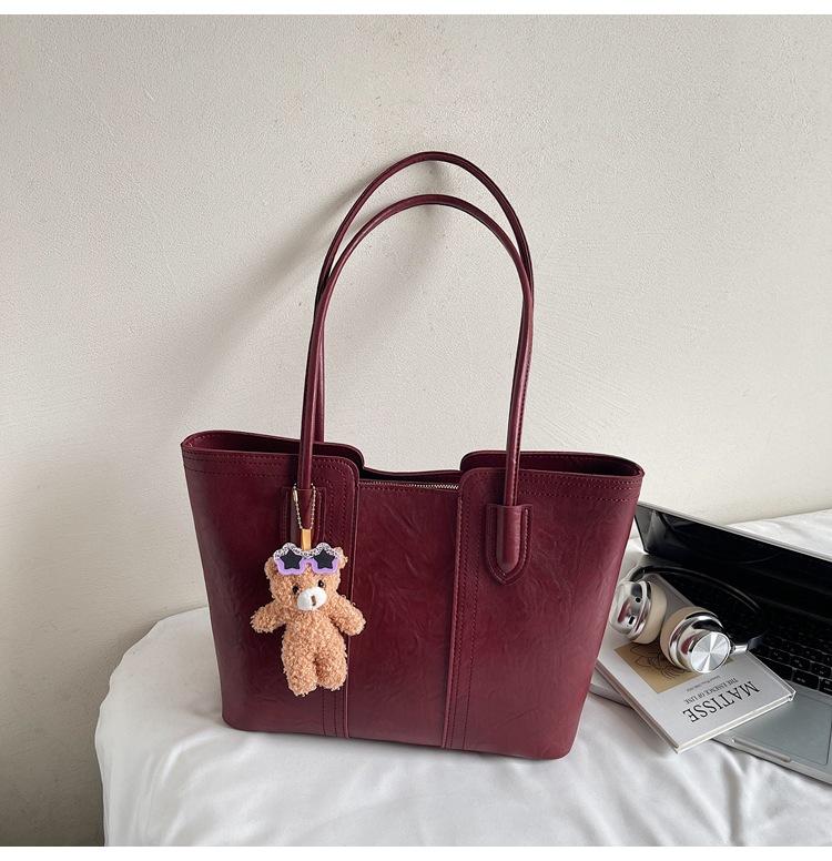 

Простая ретро-сумка женская большой вместимости новая осенне-зимняя универсальная сумка через плечо сумка для занятий для студентки колледжа сумка-тоут для поездок на работу бордовый