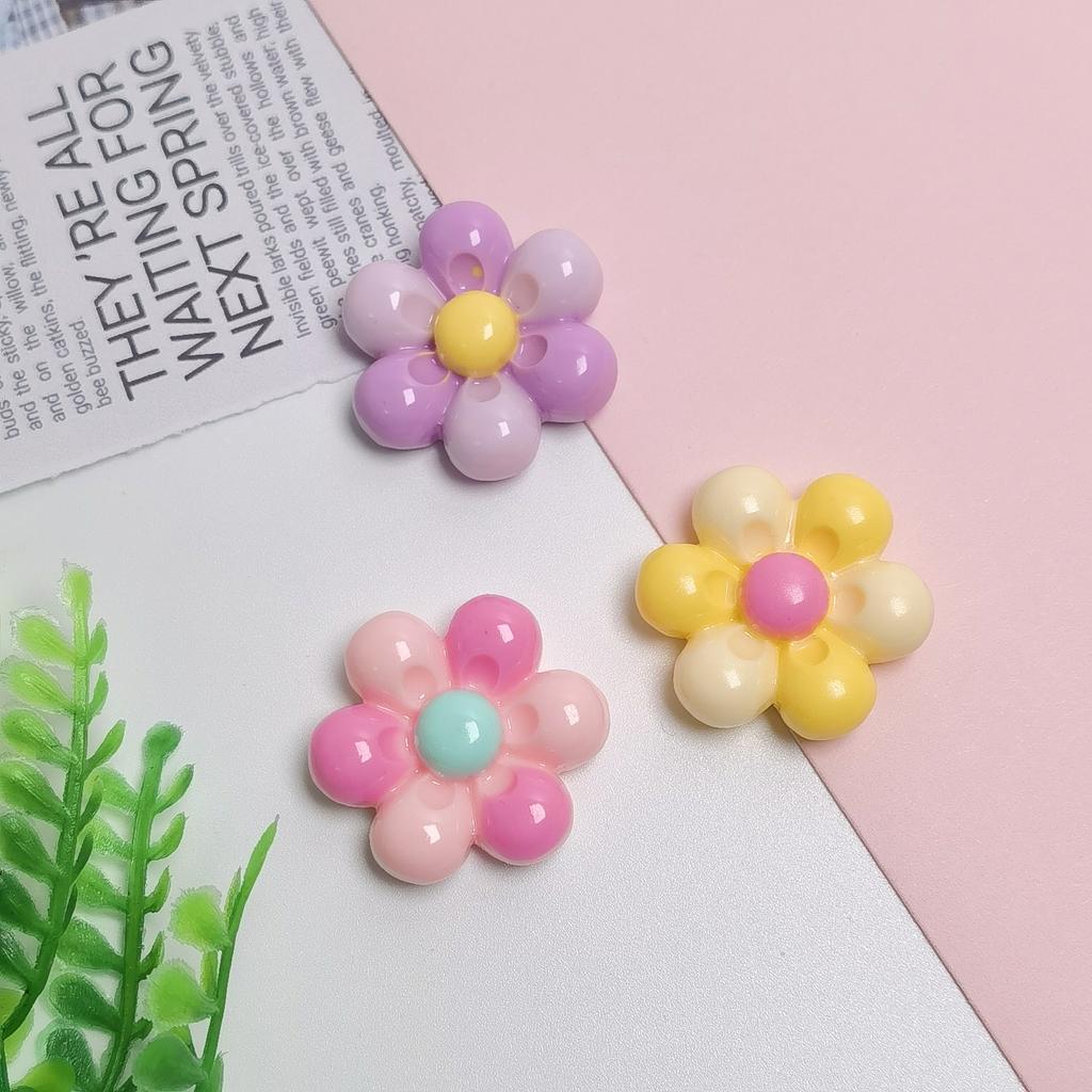 100Pcs Colorful Flowers Resin Flatback Slime Charms Cabochons Embellishments for Hairclips Phone Case Shoes Scrapbooking Decor