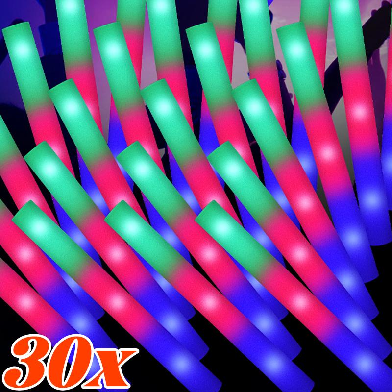 30/1Pcs Glow Sticks Bulk-LED Foam Glow In The Dark Luminous Flashing Cheer Sticks Birthday Bar Wedding Concert Party Supplies