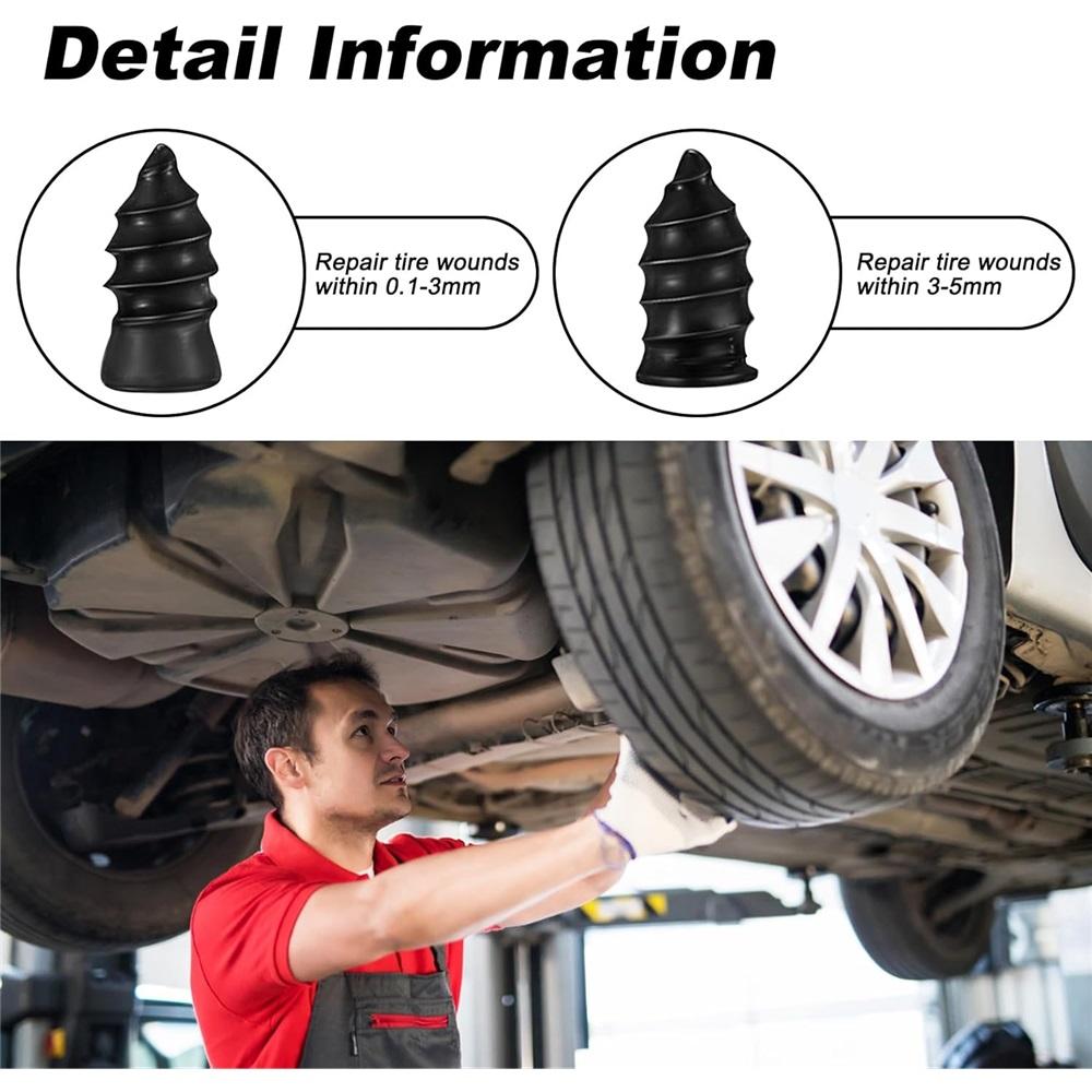 60-Piece Tubeless Tire Repair Pins – Rubber-Coated Metal Kit 12x5.2/15x6.6mm For Car, Motorcycle, Truck, Bicycle – Quick Repair, No Tire Removal