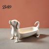 Dachshund Jewelry Tray Tray, Decorative Storage Organizer for Rings Earrings And Keys, Modern Entryway Cute Resin Animal Figurine Desktop Dressing