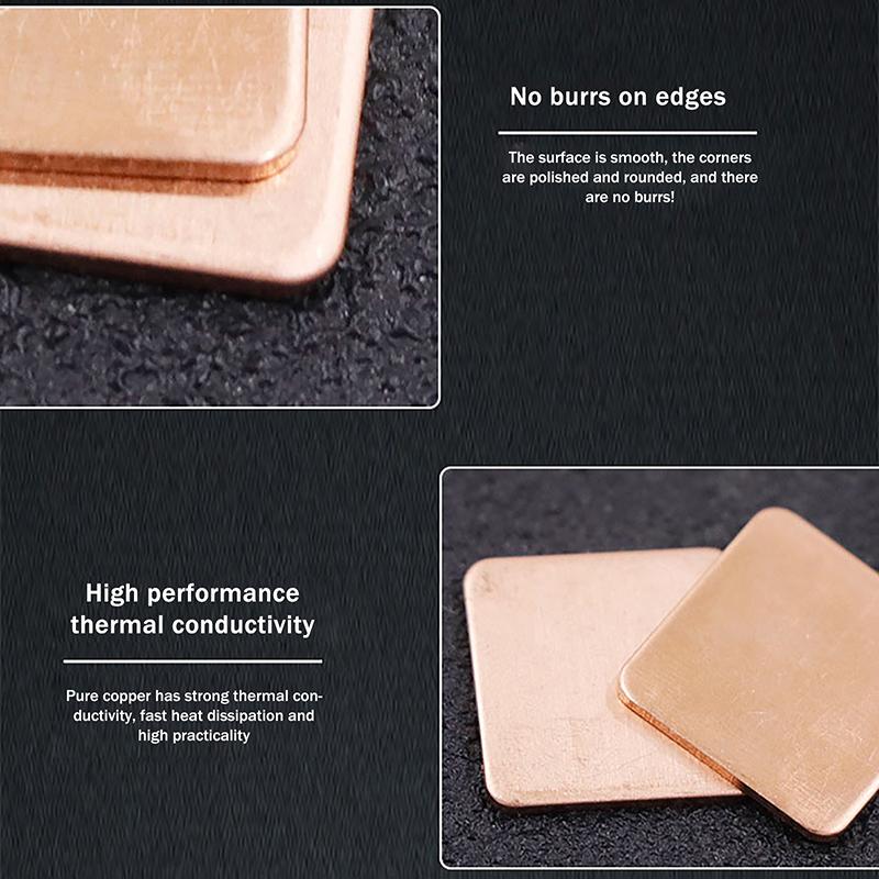 10Pcs 0.1/0.3/0.4/0.6Mm Thickness Laptop Copper Sheet Plate Strip Shim Thermal Pad Heatsink Sheet For Gpu Cpu Chip Ram Cooling