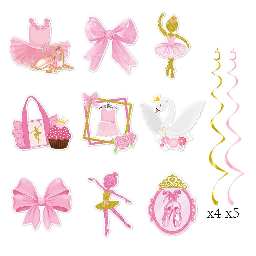 Birthday Ballet-themed Party Set Birthday Party Background Flag Raising Ballet Spiral Pendant