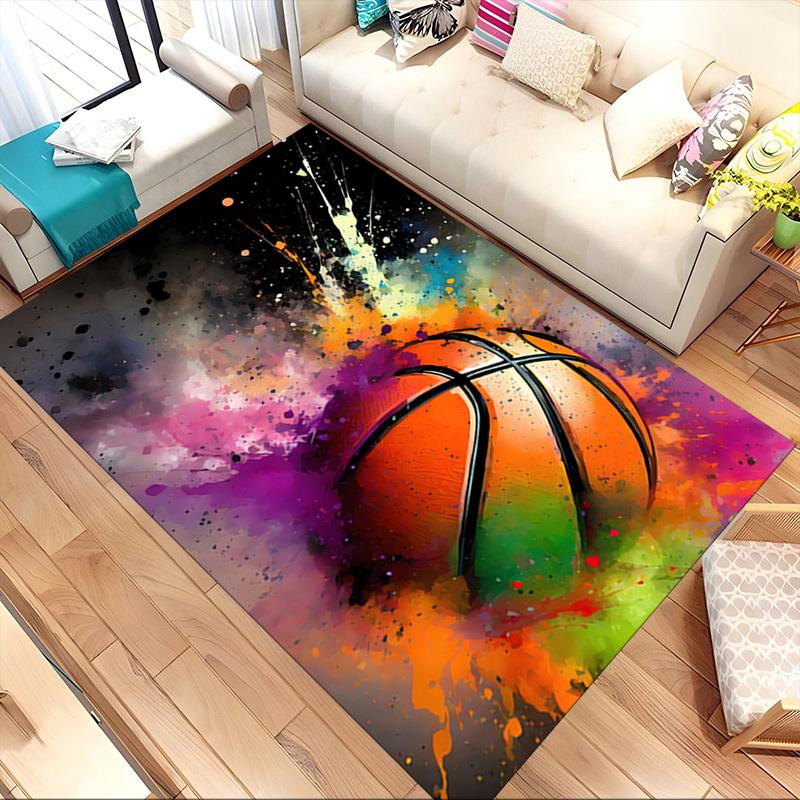 Basketball Colors Crystal Velvet Office chair mat Area Rug - Non-Slip, Floor Mat, Office Desk Chair Rugs,Christmas Gift-1106207