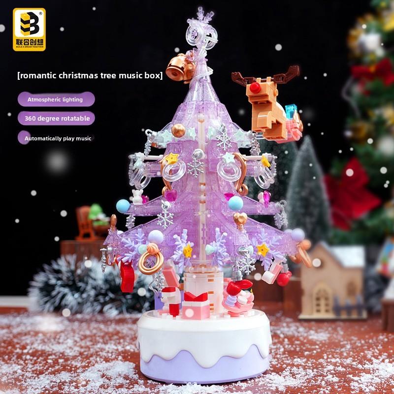 Christmas Tree Music Box Assembly Building Blocks Model Ornament For Kid Gift