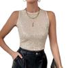 Women Fashion Sequins Slim Fit Sleeveless Cropped Casual Tank Top