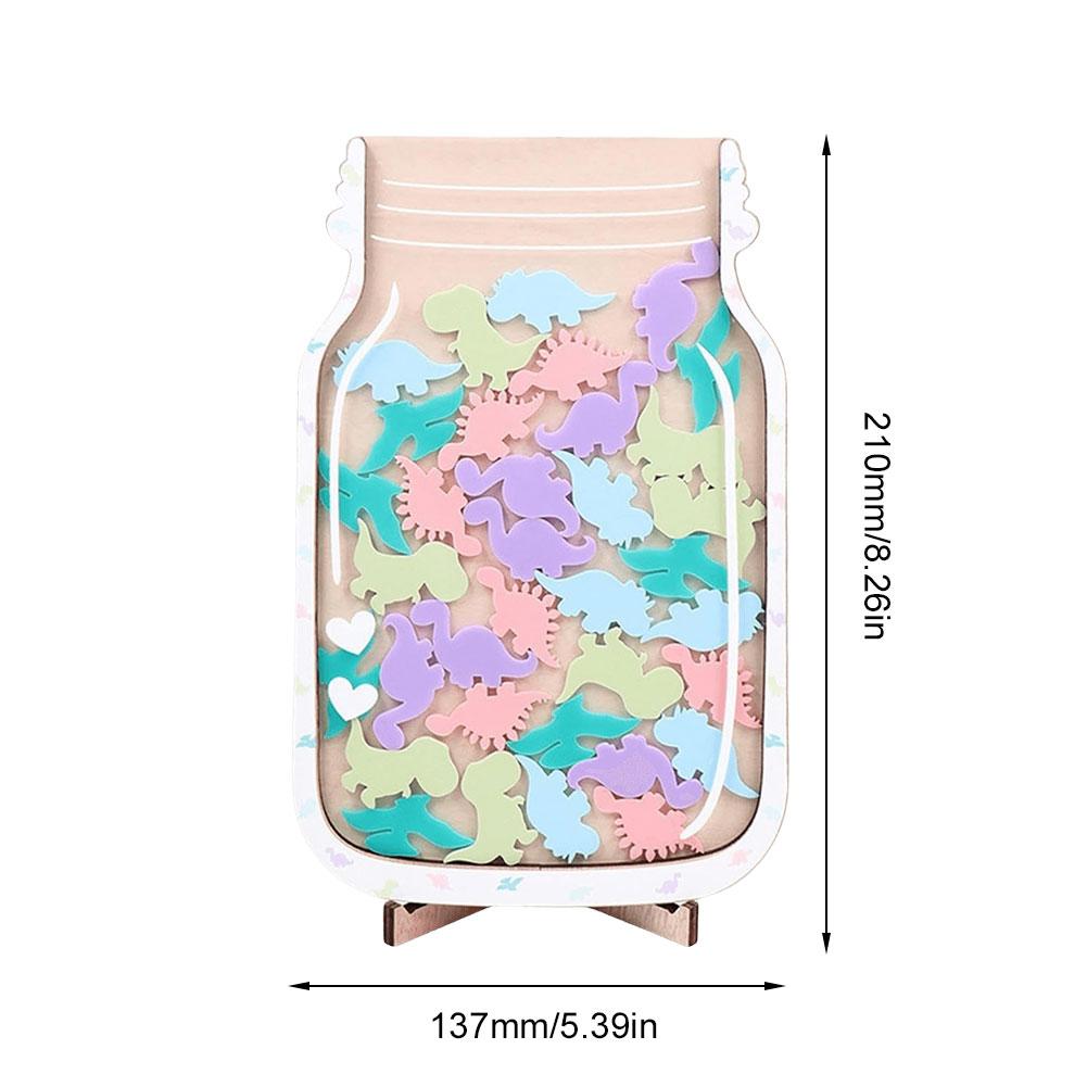 1Pcs Kids Reward Jar With Star Dinosaur Classroom Reward Jar with Standing Base Token Chore Chart Wooden Megnetic Reward Jar