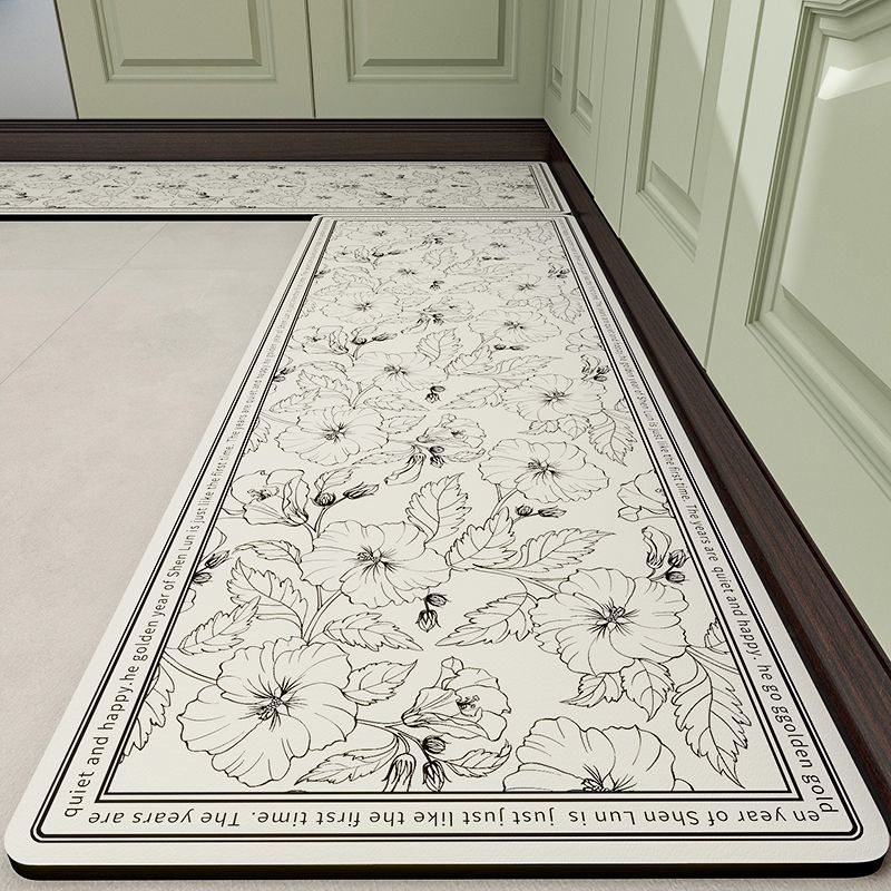 Thickened Kitchen Floor Mats Non-slip and Oil-proof Wipeable Non-washable Dirt-resistant Foot Mats Absorbent Silicone Mats