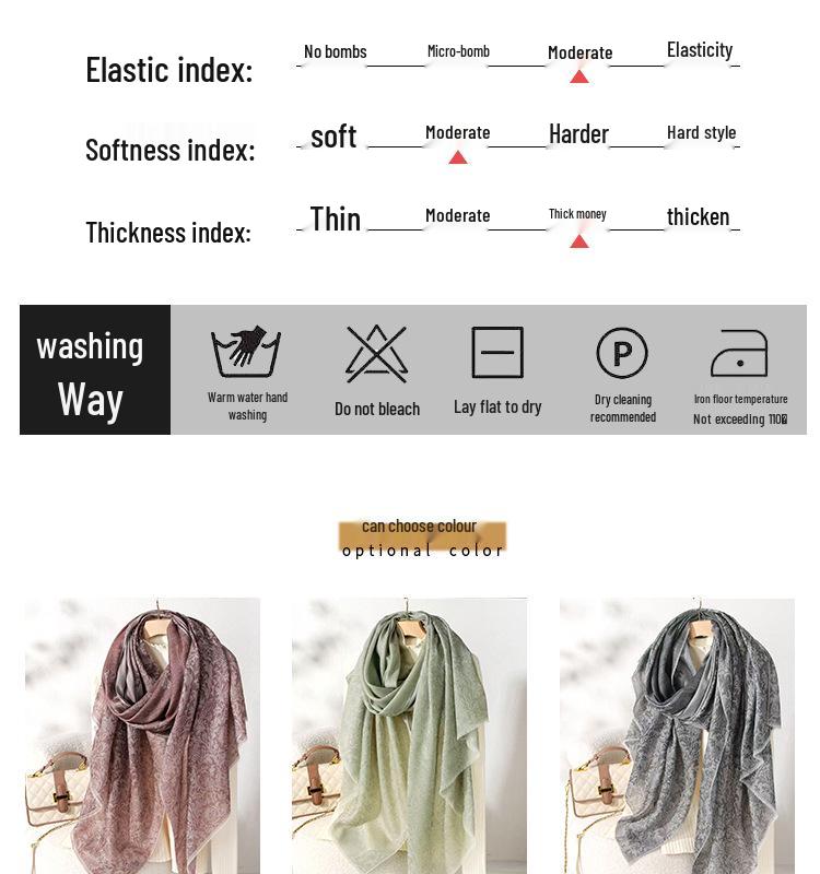 Inner Mongolia Cashmere Jacquard Shawl with Scottish Thistle - Thin Scarf for Autumn/Winter
