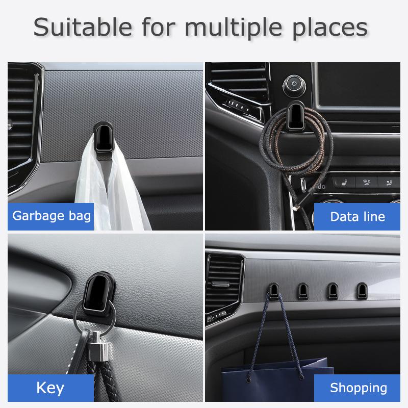 Car Hooks Interior Storage Holder for USB Cable Headphone Key Self-Adhesive Dashboard Wall Hanging Hook Auto