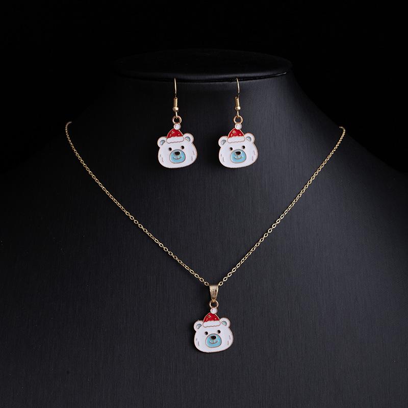 Мультяшный набор ожерелья и серег «Снежинка Санта-Клаус»