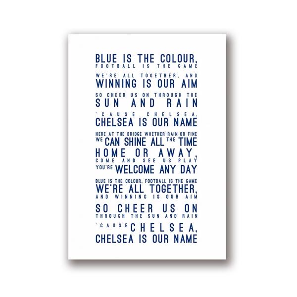 

Chelsea FC Inspired Song Lyrics Art Painting Wall Pictures Blue is the Colour Home Decor Lyrics Typography Canvas Art Prints 21x30cm No Framed