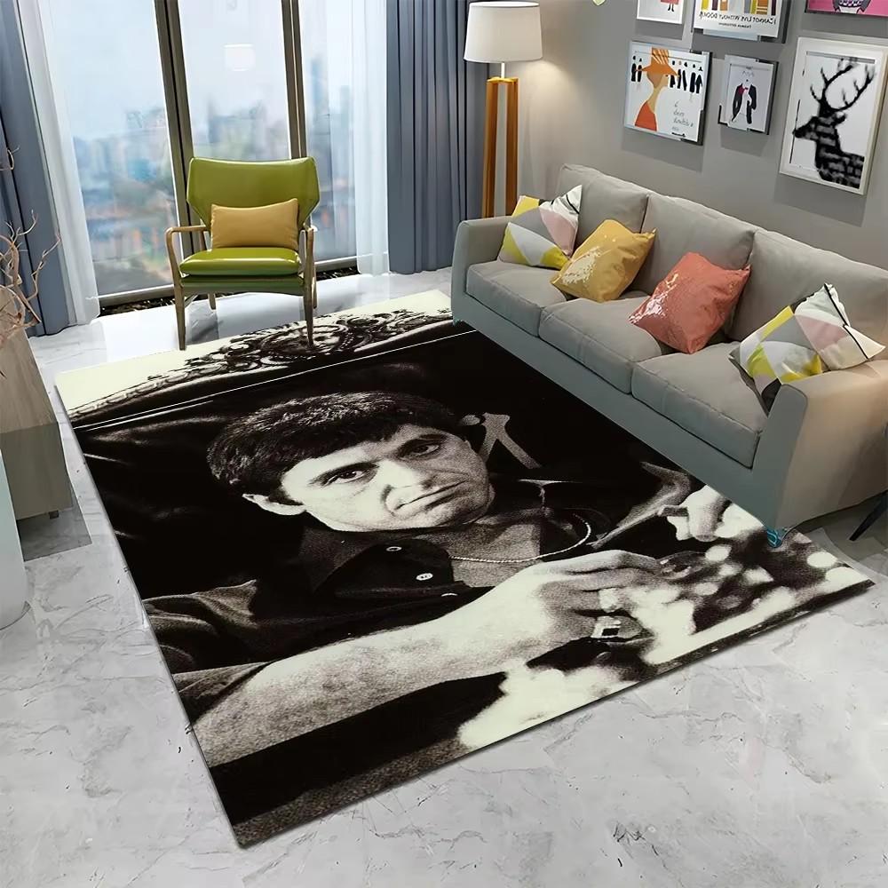 Tappeto Scarface 3D Classico Film Tony Tappeto per Casa Soggiorno Camera da Letto Divano Zerbino Decorazioni, Tappeto Area Giochi Bambini Tappetino Antiscivolo