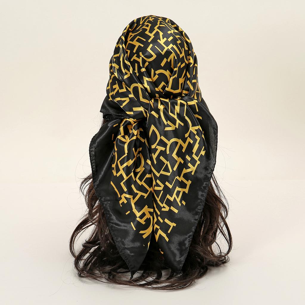 90*90cm Women Scarf Silk Feeling Hair Neck Square Brand Office Bandanna Muffler Waiter Flight Attendants Handkerchief Rings Wrap