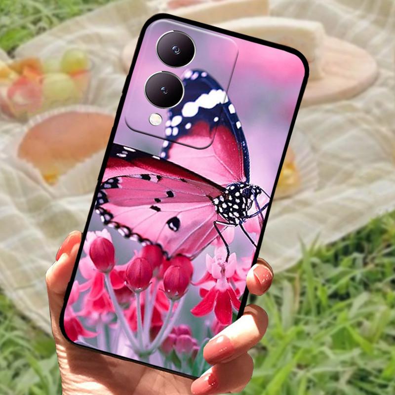 Für Vivo Y17s Hülle Mode Cartoon Schwarz Silikon Weiche Rückseite Hülle Für Vivo Y17s Handyhülle Cover 6,56" Y 17 s Funda Coque