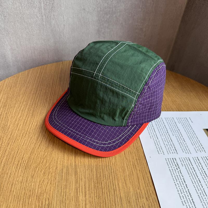 Outdoor color matching quick-drying five-leaf hat women's spring summer thin breathable sunscreen sunshade short brim yellow baseball hat