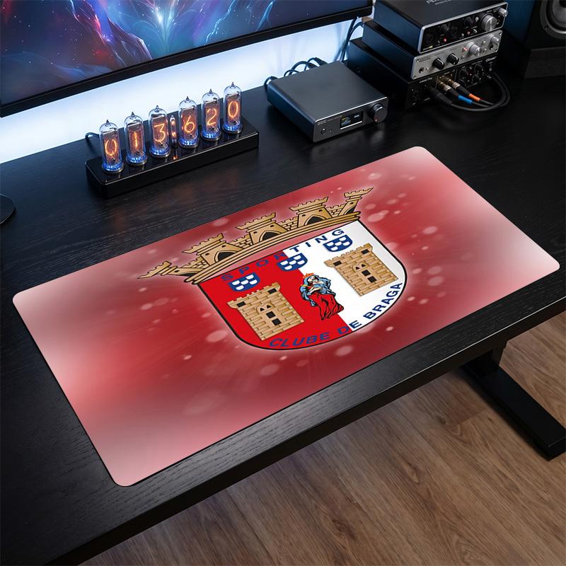 Braga FC Theme Pattern Mouse Pad, Soccer Logo Design XXL Gaming Desk Mat Non-Slip Computer Mouse Pad