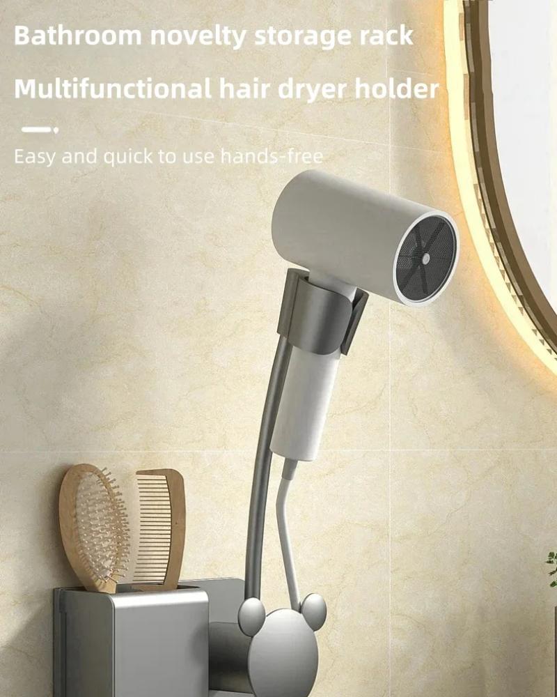 Bathroom Shelf On The Wall Without Drilling Multifunctional Storage Shelves Organizer Bathroom Hair Dryer Holder Toilet Cradle