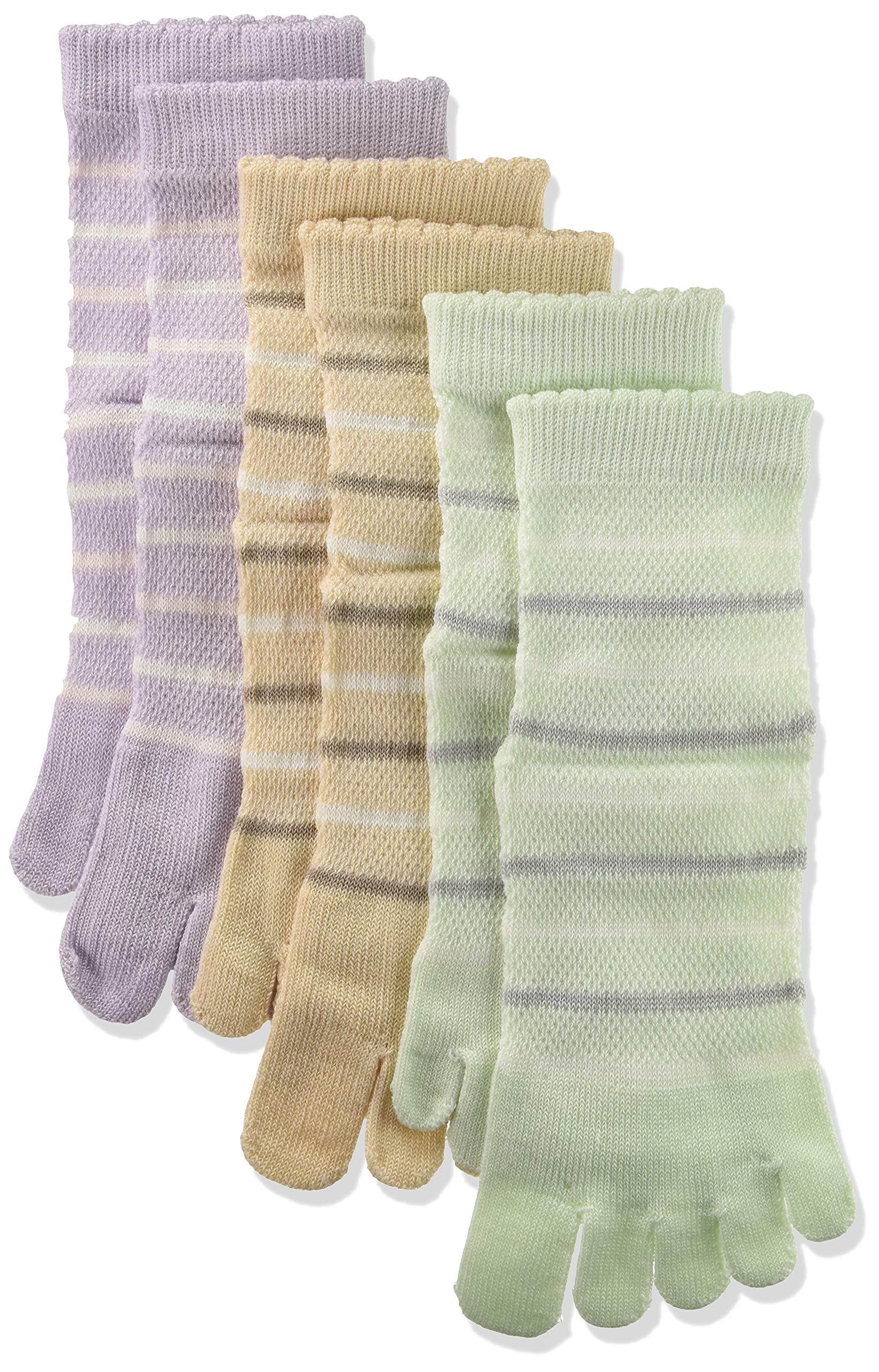 

5toes socks ladies 2 color border [Iyashi] 22-24cm