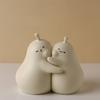 Set of 2 Cute Hugging Pear Ceramic Bookends, Heavy Duty Book Stopper for Home Office Desk Decor, Aesthetic Room Ornament , Gift