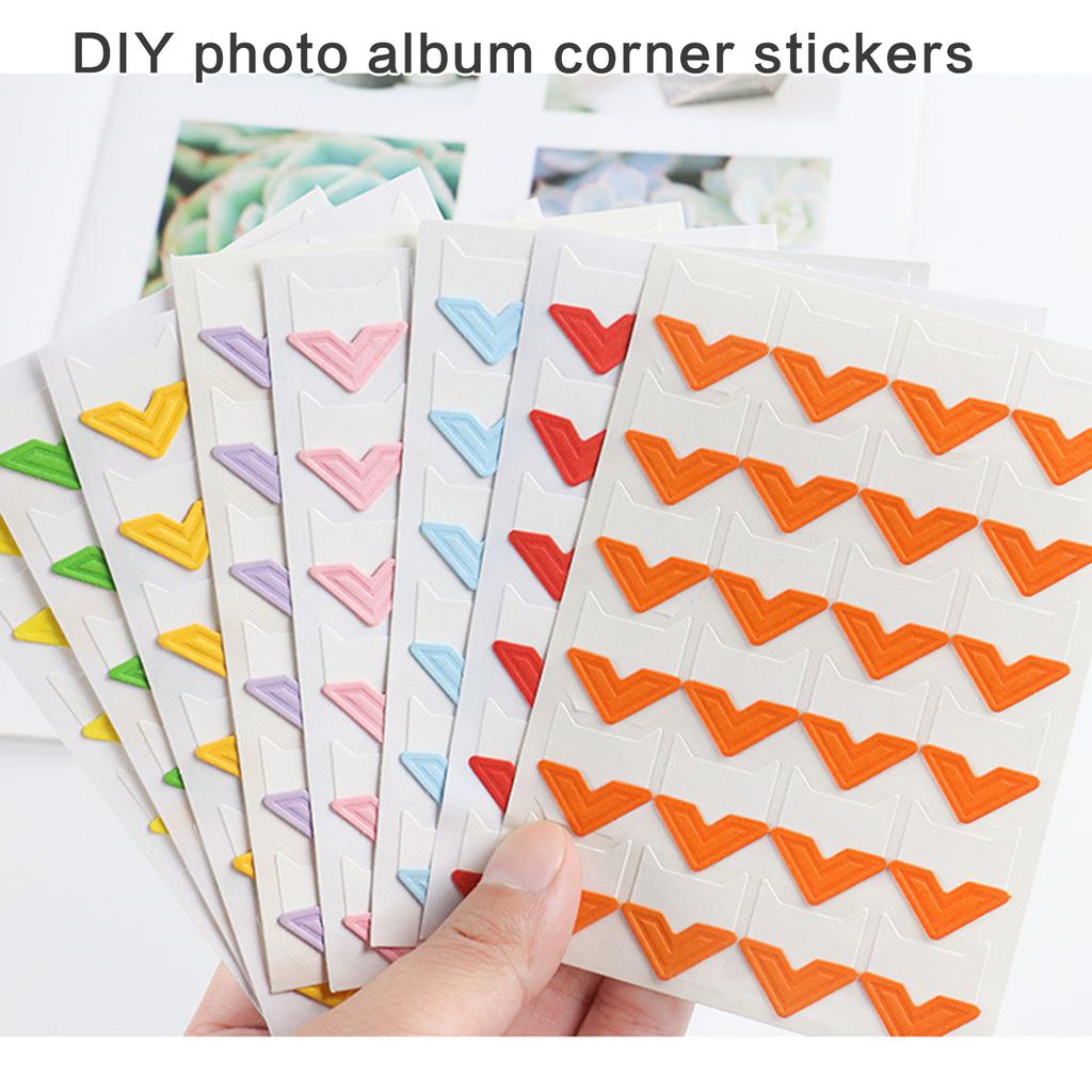 Easy Peel Photo Album Corners 12 Pack Decorative Paper Stickers for DIY Projects Multi Colored