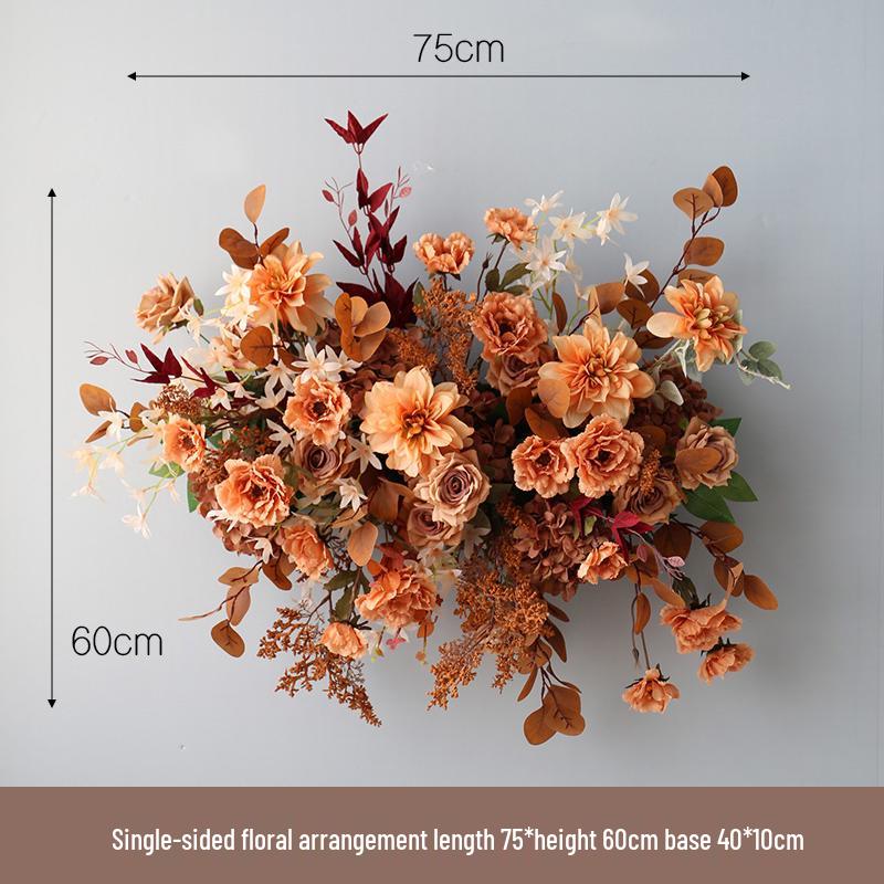 Retro Brown Floral Silk Flower Wall Hanging for Weddings and Events