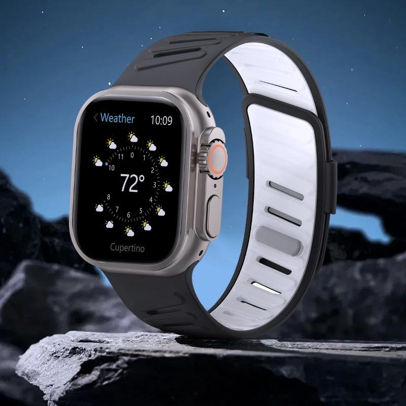 Dvoubarevný sportovní řemínek pro Apple Watch Ultra 3/2/1 49mm 41 42 45 44 46mm prodyšný silikonový pásek pro Iwatch řadu 11 10 9 8 7 SE