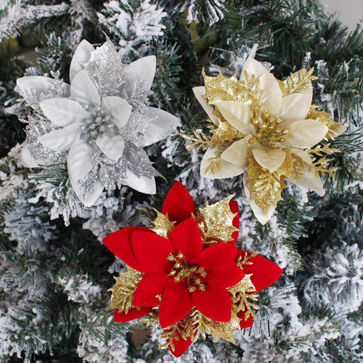 Gold Powder Christmas Tree Double-Layer 3D Flower Decoration