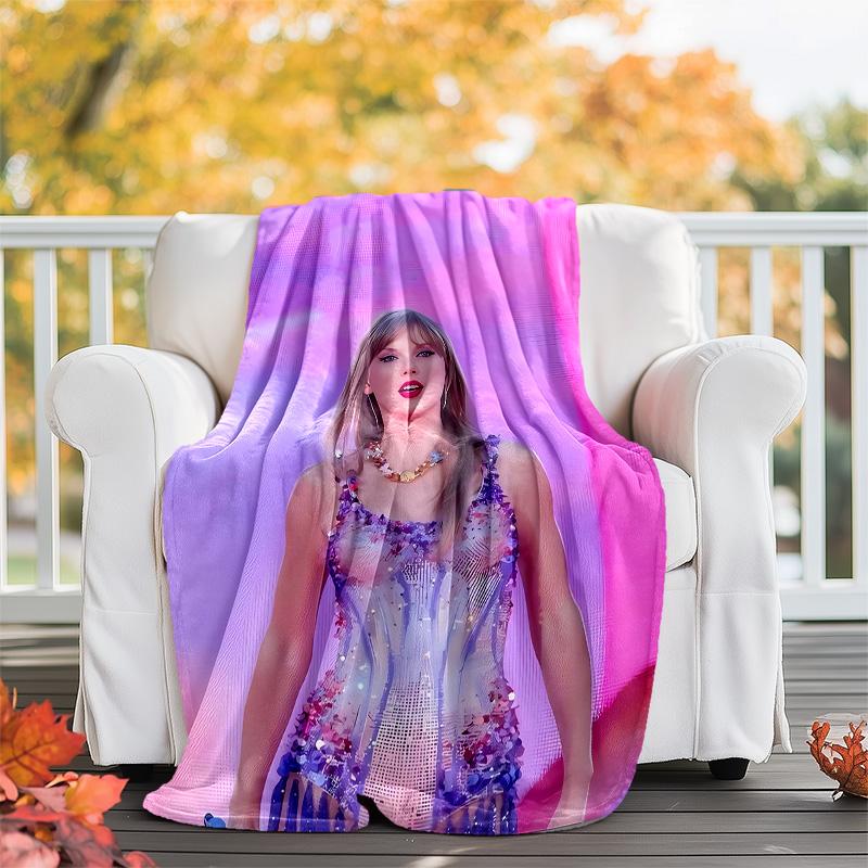 1pc Taylor Swift1 Theme Blanket - Digital Print, Polyester, Cozy for All Seasons, Perfect for Outdoor, Camping, and Travel