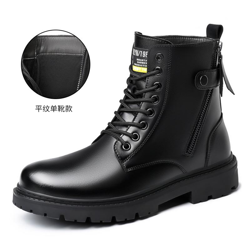 Men's shoes Martin boots Men's British style high-top locomotive boots Winter velvet knight mid-top leather boots 2025