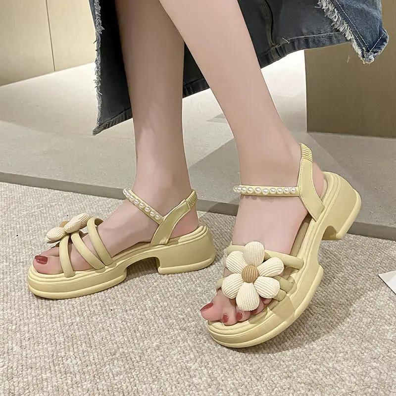 Fashion Summer Beach Open Toe Woman Shoes Luxury Vintage 2025 Offers Original Comfort Sandals for Women Chic and Elegant Wholesale Shoe