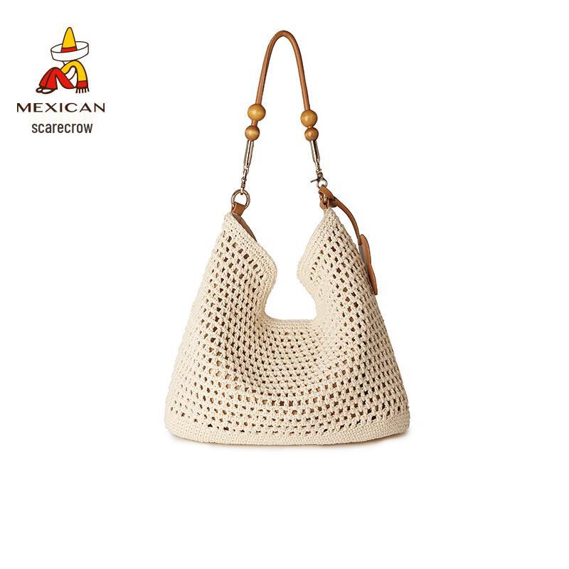 Straw Man Woven Shoulder Tote Bag