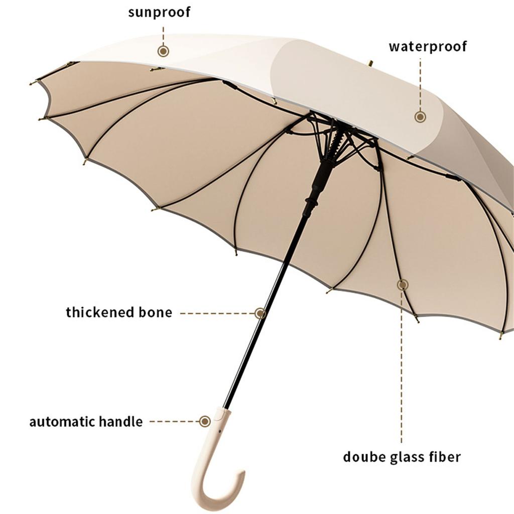 Rain Umbrella Automatic Open with Reflective Trim for Safe Night Walking and Durable Wind Resistant Design