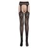 Womens Flower Jacquard Fishnet Suspender Tights Sparkly Rhinestones Mesh Thigh High Stockings Garters Pantyhose Lingerie