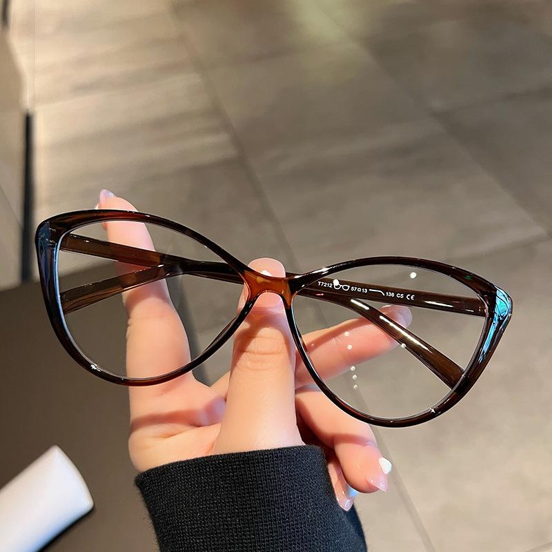 Cat Eye Transparent Myopia Glasses Women High-definition Eyeglasses New Fashion Vintage Large Eyewear -0.5 To -4.0